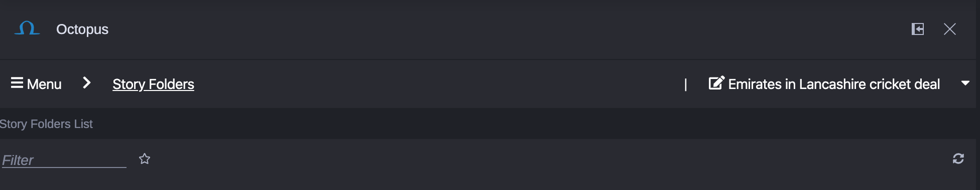 Story Folders Toolbar